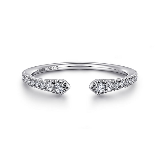 14K White Gold Open Diamond Stackable Ladies Ring