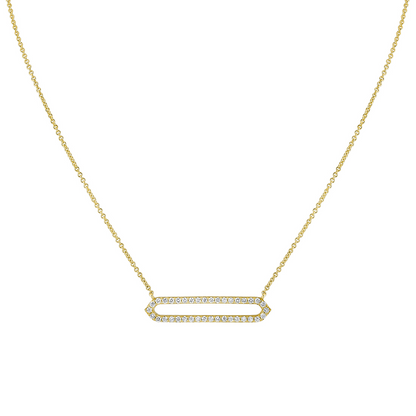 14K Shell Heritage Shell Tip Open Bar Diamond Necklace