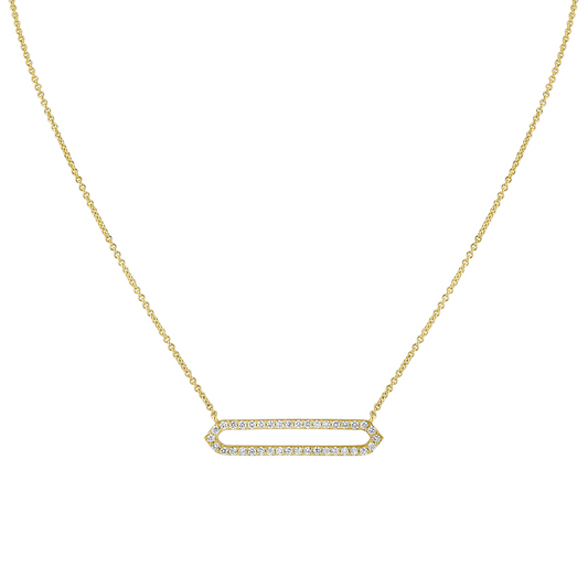14K Shell Heritage Shell Tip Open Bar Diamond Necklace