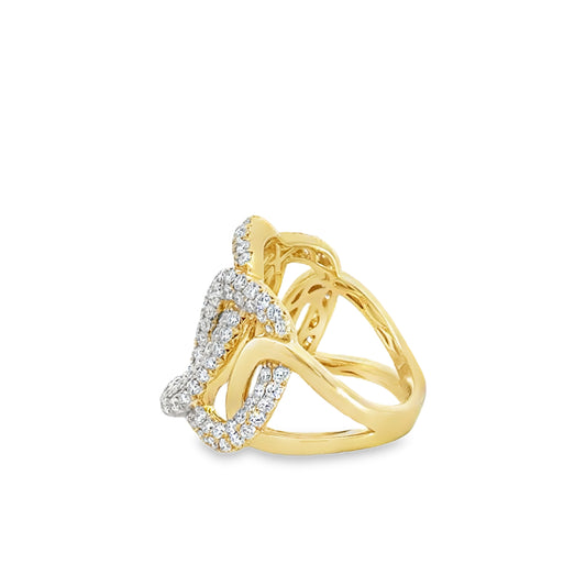 14K Yellow Gold Diamond Link Ring - 1.80 Carats