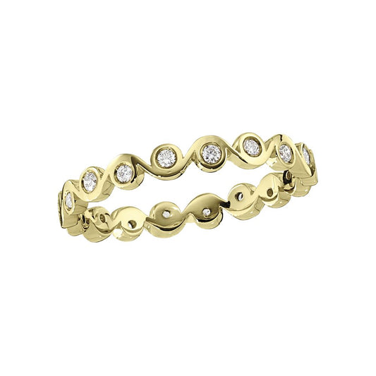 David Connolly | Stackable Modern Bezel Set Zigzag Diamond Yellow Gold Band