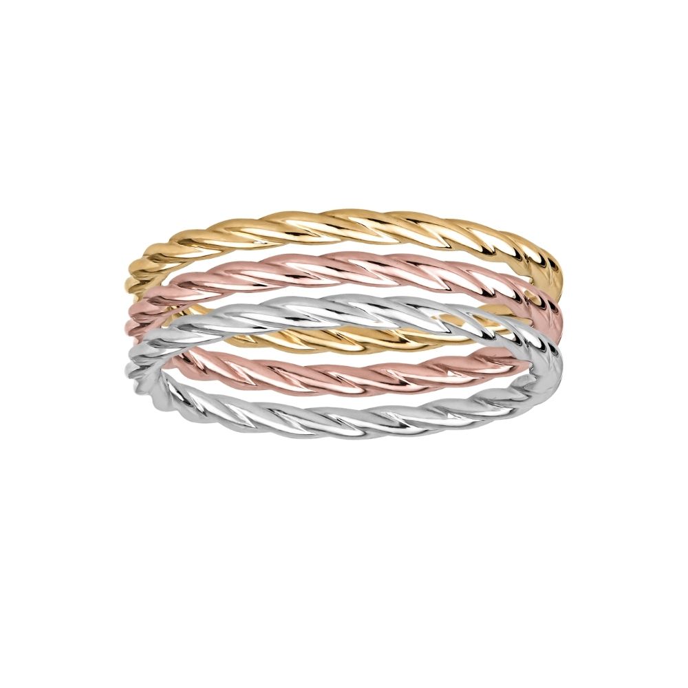 David Connolly | Stackable Braided Rope White Gold Band