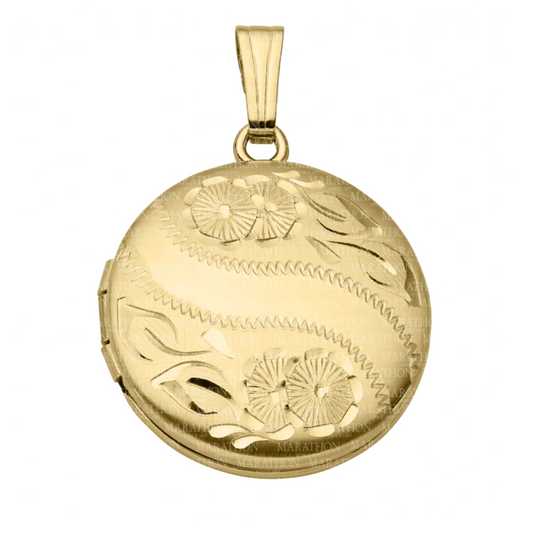 14K Yellow Gold Filled Floral Engraved Locket