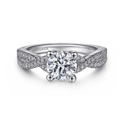 Gina - 14K White Gold Round Twisted Diamond Engagement Ring