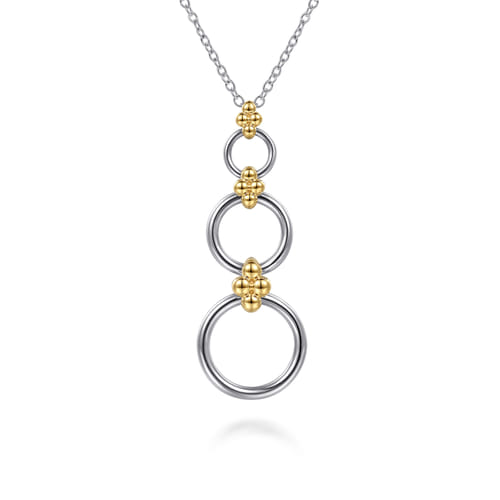14K Yellow Gold and Sterling Silver Bujukan Round Link Pendant Necklace