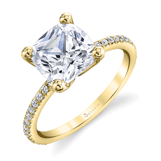 Adorlee - 14K Yellow Gold Diamond Engagement Ring