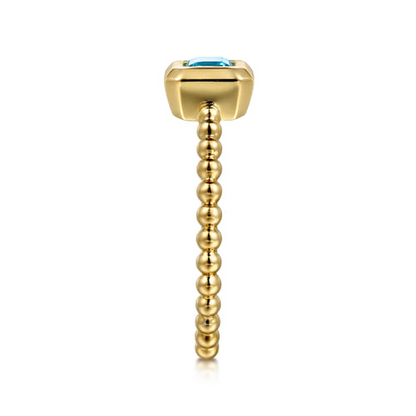14K Yellow Gold Blue Topaz Bujukan Promise Ring