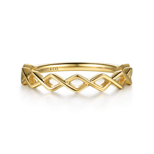 14K Yellow Gold Rhombus Shape Stackable Ring – Kaslique Collection
