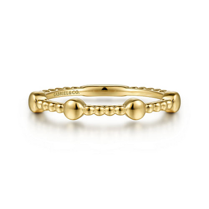 14K Yellow Gold Bujukan Ball Station Stackable Ring