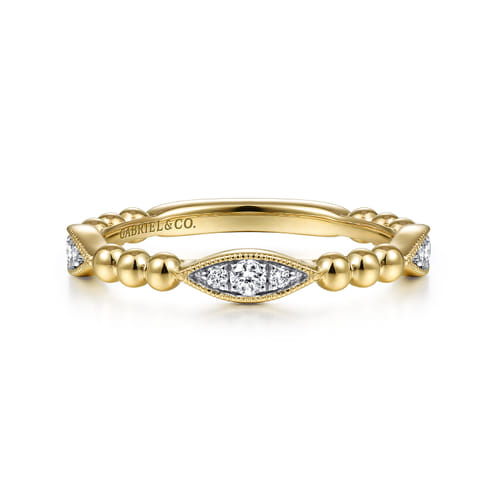 14K Yellow Gold Diamond Stackable Ring - 0.14 Carats