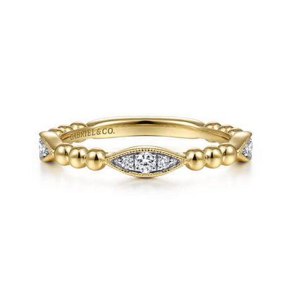 14K Yellow Gold Diamond Stackable Ring - 0.14 Carats