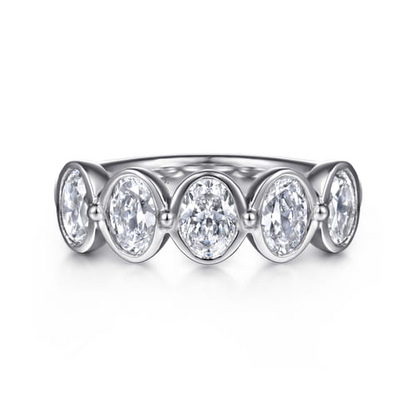 14K Gold Bezel Set Oval 5-Stone Diamond Anniversary Band (1.97 CTW)