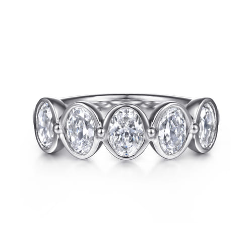 14K Gold Bezel Set Oval 5-Stone Diamond Anniversary Band (1.97 CTW)