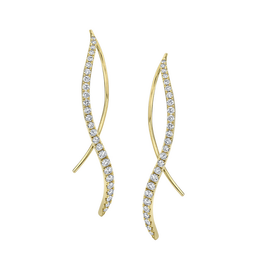 14K Diamond Fishhook Drop Earrings
