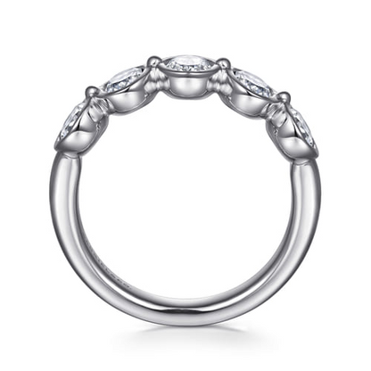 14K Gold Bezel Set Oval 5-Stone Diamond Anniversary Band (1.97 CTW)