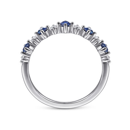 14K White Gold Alternating Diamond and Sapphire Ring (.09 CTW Diamonds / .42 CTW Sapphires)