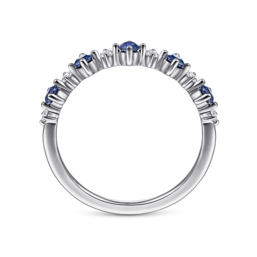 14K White Gold Alternating Diamond and Sapphire Ring (.09 CTW Diamonds / .42 CTW Sapphires)