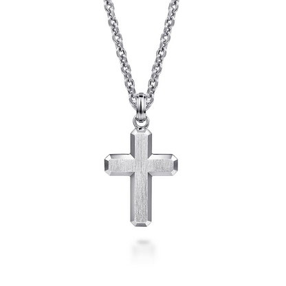 925 Sterling Silver Brushed Cross Pendant