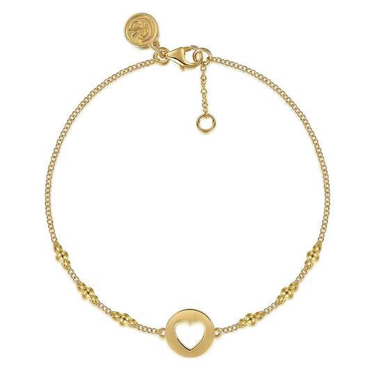 14K Yellow Gold Open Heart Bujukan Chain Bracelet