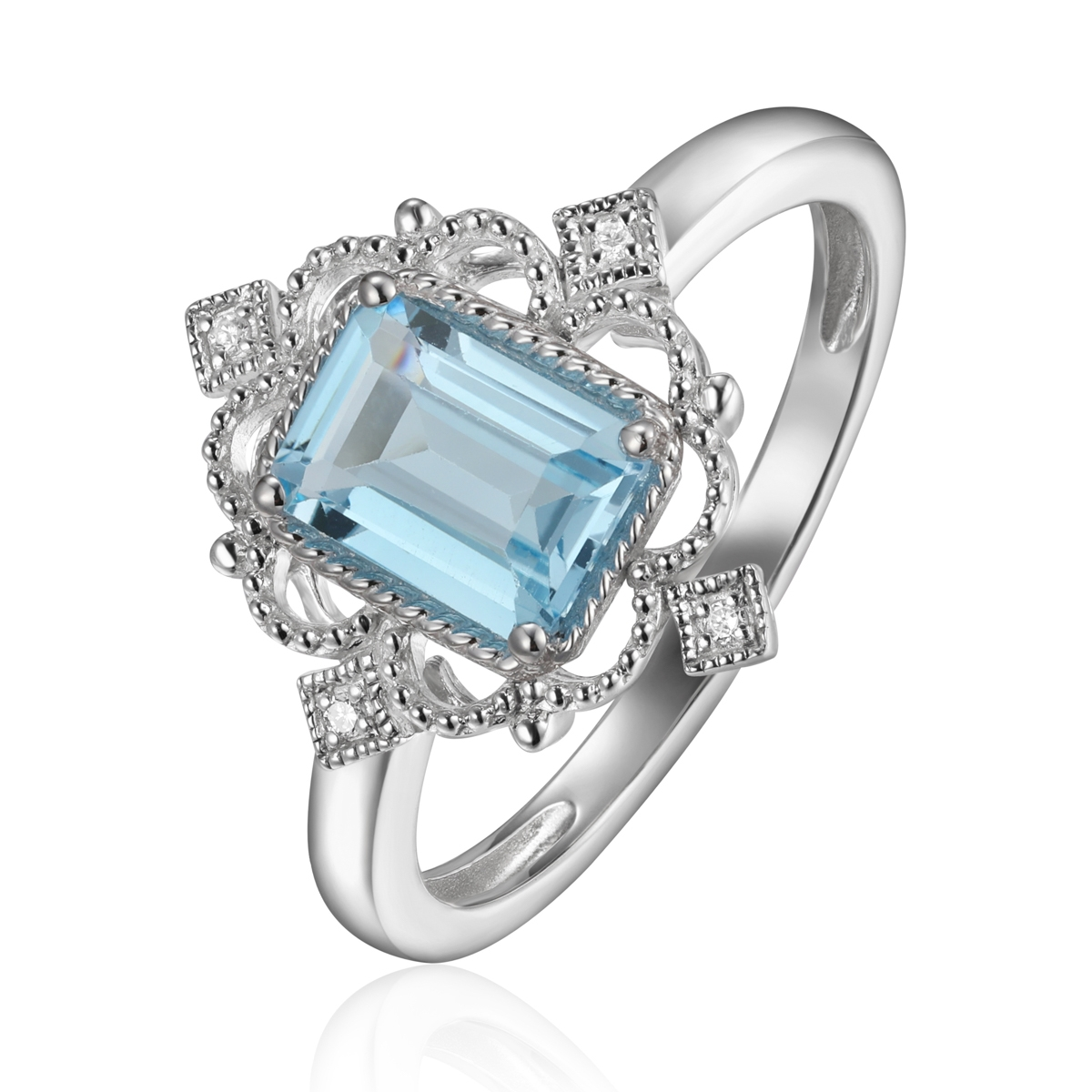 Morrocan Cushion Blue Topaz Ring