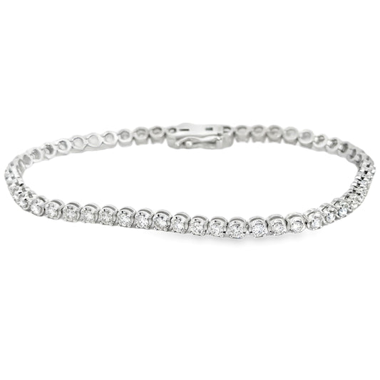 14K White Gold Diamond Tennis Bracelet - 2.44 Carats
