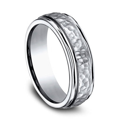 Comfort-Fit Hammered Wedding Band