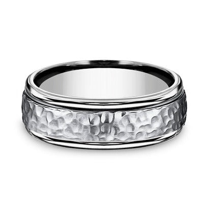 Comfort-Fit Hammered Wedding Band