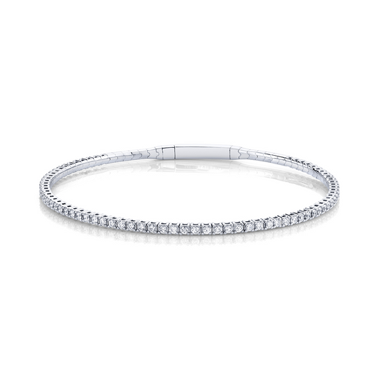 14K White Gold Classic Diamond Bangle