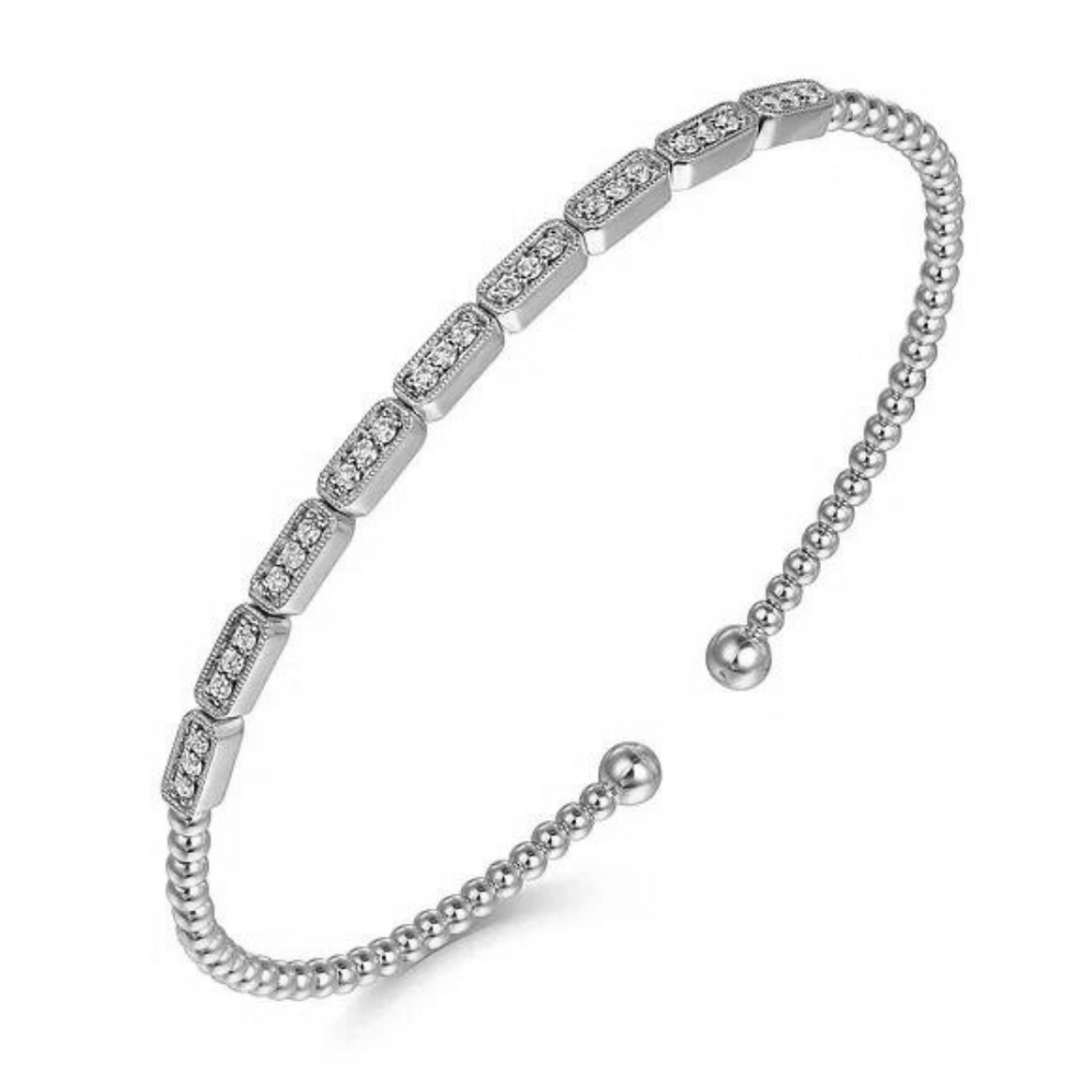 14K White Gold Diamond Bangle