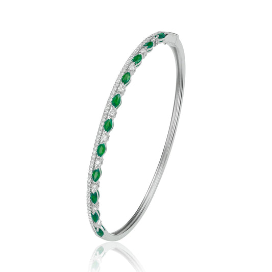 Luvente | Emerald & Diamond Bangle Bracelet