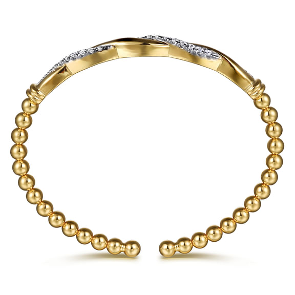 14K Yellow Gold Bujukan Diamond Twist Split Bangle Bracelet