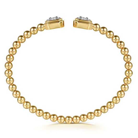 14K Yellow Gold Bujukan Baguette and Princess Diamond Split Bangle Bracelet