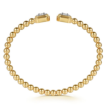 14K Yellow Gold Bujukan Baguette and Princess Diamond Split Bangle Bracelet
