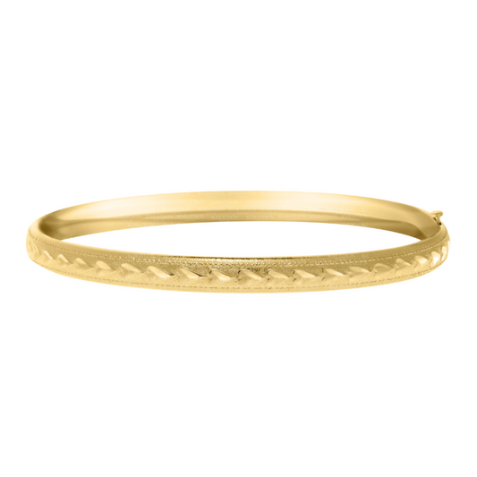 14K Yellow Gold Filled Heart Bangle Bracelet