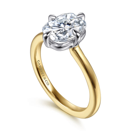 14K White and Yellow Gold Diamond Engagement Ring Setting – Contemporary Collection