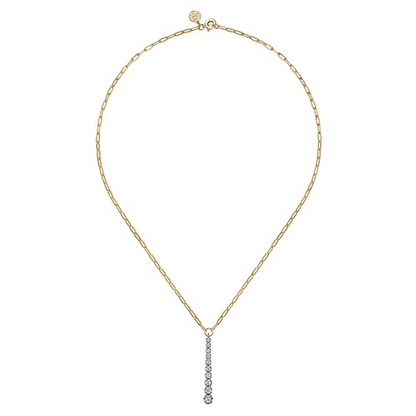 14K White and Yellow Gold Diamond Vertical Bar Link Necklace