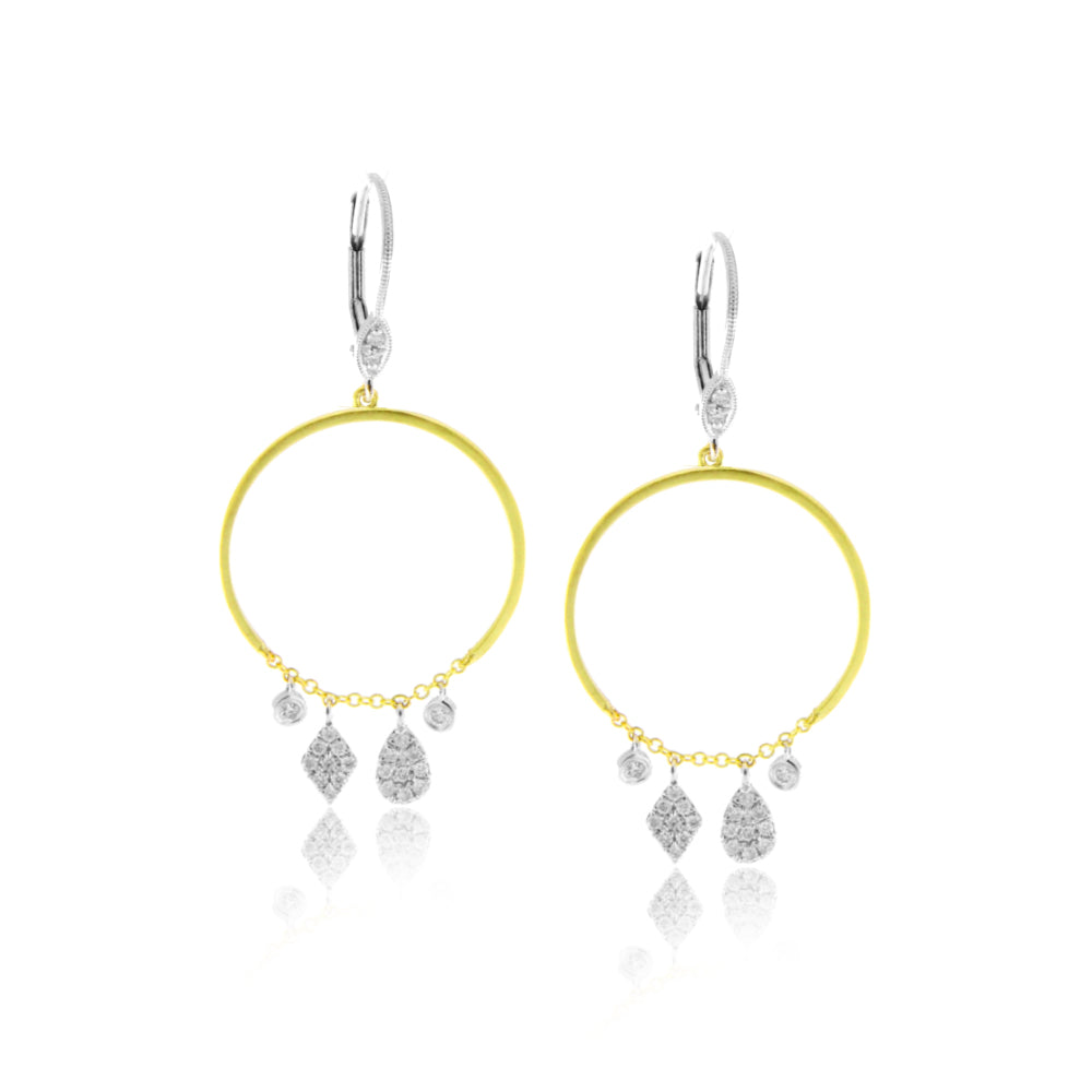Meira T Designs | Yellow Gold Hoops with Diamond Charms