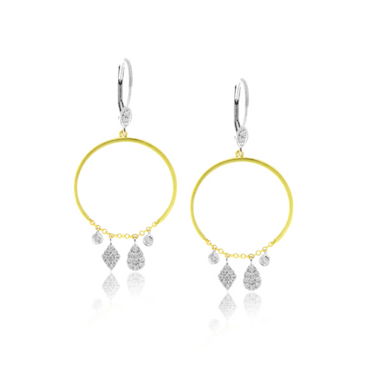 Meira T Designs | Yellow Gold Hoops with Diamond Charms