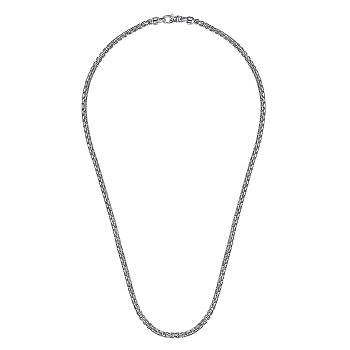 22" 4mm 925 Sterling Silver Solid Men's Round Box Chain Necklace