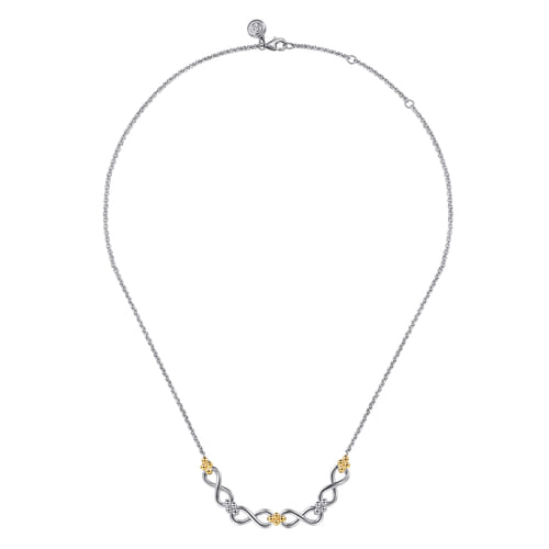 14K Yellow Gold and Sterling Silver Bujukan Infinity Bar Necklace