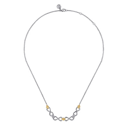 14K Yellow Gold and Sterling Silver Bujukan Infinity Bar Necklace