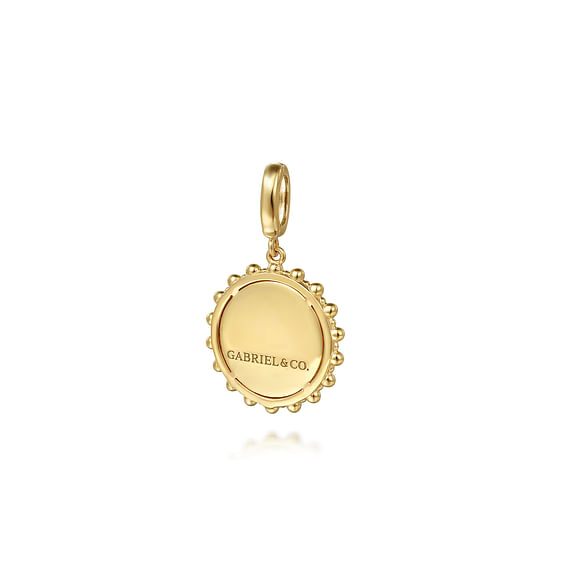 14K Yellow Gold Bujukan Diamond Round Shape Personalize Medallion Pendant