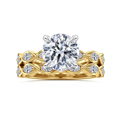 Claudia - 14K White-Yellow Gold Round Diamond Engagement Ring