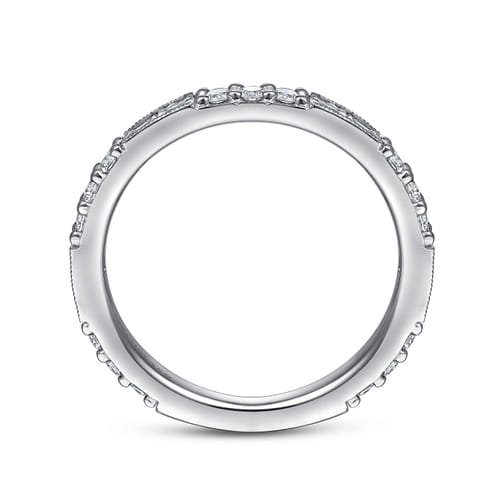14K White Gold Baguette and Round Diamond Stackable Ring (.60 CTW)