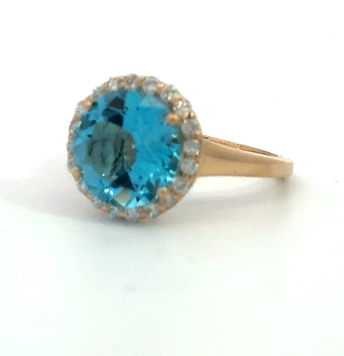 Kirkland Jewelry Estate - 14K Yellow Gold Diamond and Blue Topaz Ring by Jabel (3.50 CT Topaz, .30 CTW Diamonds)