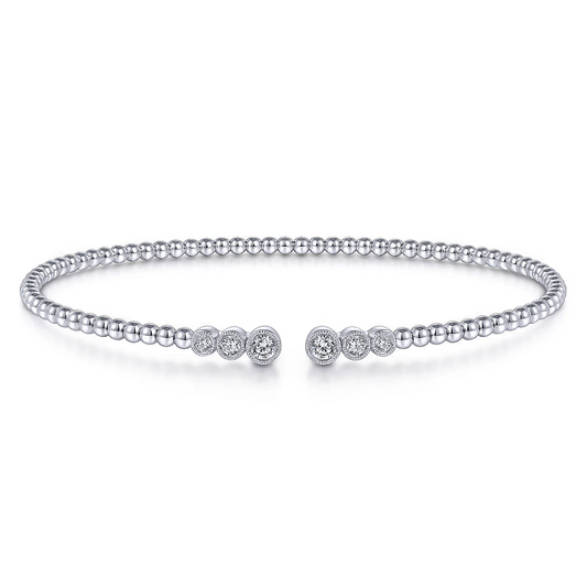 14K White Gold Bujukan Diamonds Split Bangle