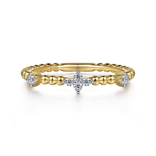 14K Yellow Gold Diamond Station Bujukan Stackable Ring