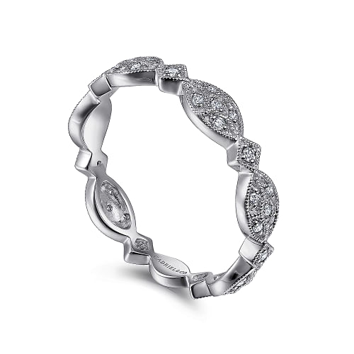 Gabriel & Co | 14K White Gold Marquise Station Cluster Diamond Stackable Ring