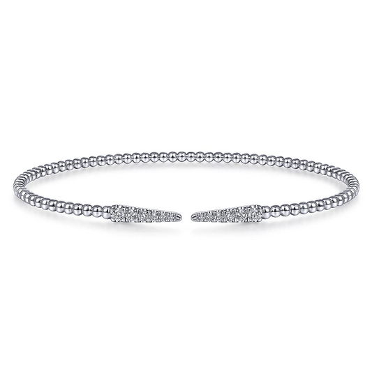 14K White Gold Bujukan Diamond Spikes Split Bangle