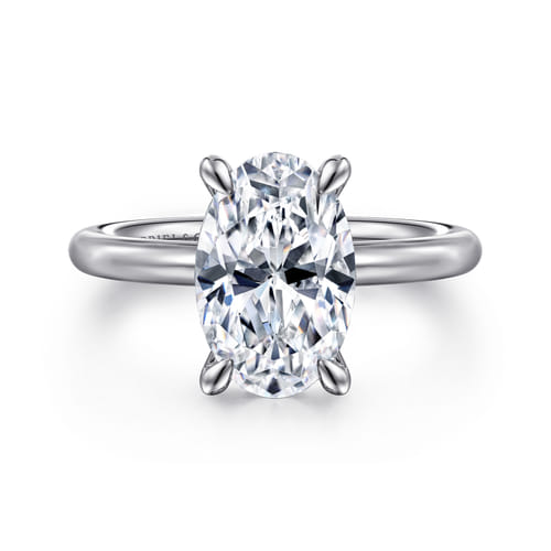 14K White Gold Diamond Engagement Ring Mounting – Classic Collection (11.5 x 7.5MM Head, 5.03 CT CZ)